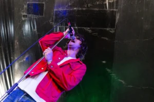 A singer on the second stage.